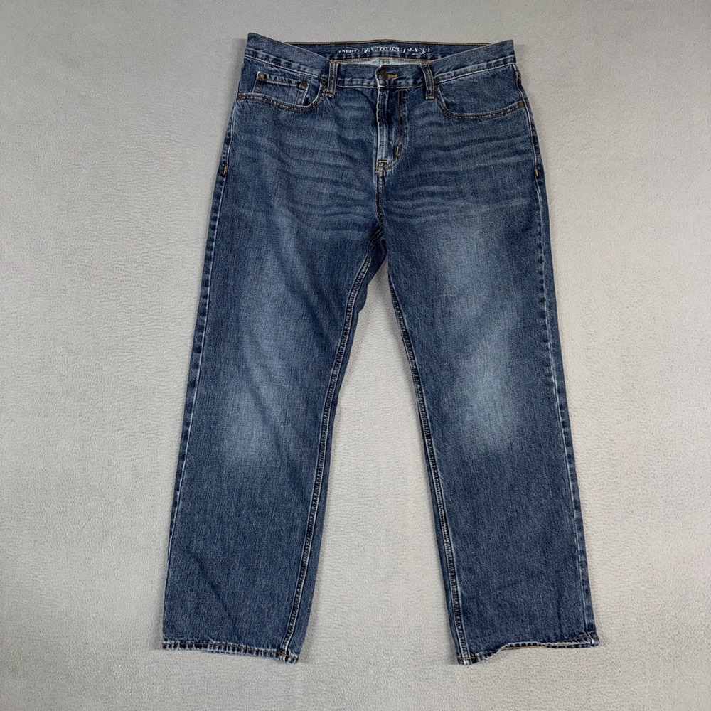 Old Navy Jeans Mens 34x30 (Fits 36x28) Blue Loose Fit Stretch Distressed Denim